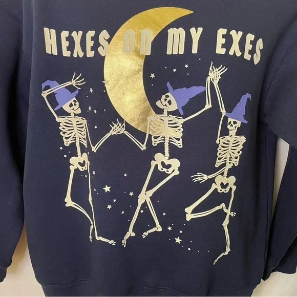 Women’s Wound Up Hexes on My Exes Crewneck Sweatshirt Pull Over Size Large - Picture 4 of 10